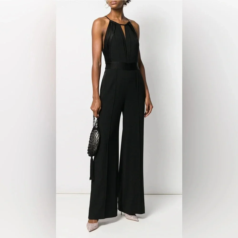 NWT- Black Diane Von Furstenberg Ireland wide-leg jumpsuit in black- size 4 - Picture 3 of 9